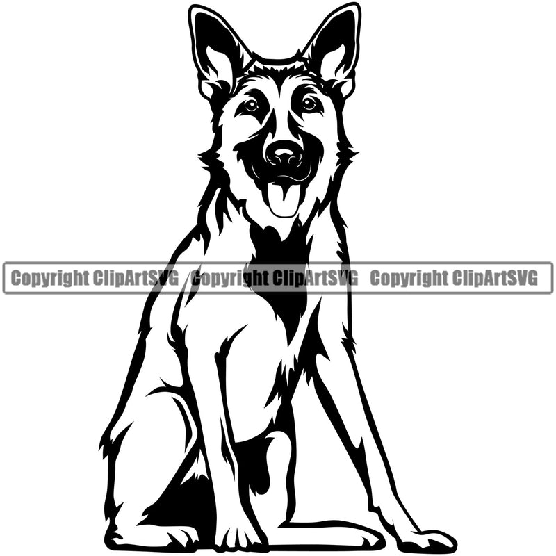 German Shepherd Dog Sitting Puppy Head Purebred Pup Pedigree Animal Portrait Doggy Face Cute Clipart SVG