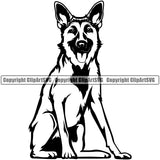 German Shepherd Dog Sitting Puppy Head Purebred Pup Pedigree Animal Portrait Doggy Face Cute Clipart SVG