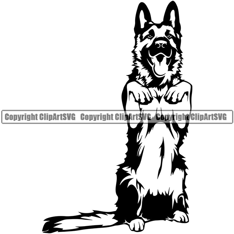 German Shepherd Dog Begging Puppy Head Purebred Pup Pedigree Vector Canine K-9 K9 Animal Portrait Clipart SVG