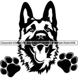 German Shepherd Dog Peeking Design Canine K-9 K9 Animal Portrait Doggy Mascot Puppy Head Purebred Pup Pedigree Clipart SVG