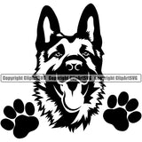 German Shepherd Dog Peeking K9 Animal Portrait Doggy Face Cute Vector Head Purebred Pup Pedigree Clipart SVG