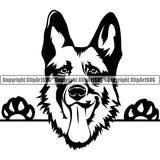 German Shepherd Dog Peeking Cute Face Animal Purebred Pup Pedigree Vector Canine K-9 K9 Animal Portrait Doggy Clipart SVG