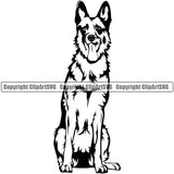German Shepherd Dog Sitting Puppy Head Purebred Pup Pedigree Vector Canine K-9 K9 Animal Portrait Doggy Clipart SVG
