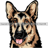 German Shepherd Dog Color Head Animal Puppy Head Purebred Pup Pedigree Vector Portrait Doggy Face Cute Clipart SVG
