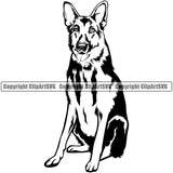 German Shepherd Dog Breed Cute Face Animal Dog Head Purebred Pup Pedigree Vector Canine K-9 K9 Animal Clipart SVG