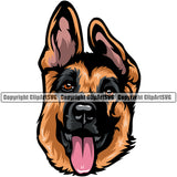 German Shepherd Dog Canine K-9 K9 Animal Portrait Doggy Vector Puppy Head Purebred Pup Pedigree Clipart SVG