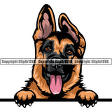 German Shepherd Peeking Dog Puppy Head Purebred Pup Pedigree Vector Canine K-9 K9 Animal Portrait Doggy Clipart SVG