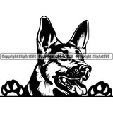 German Shepherd Dog Peeking Puppy Head Purebred Pup Pedigree Vector Canine K-9 K9 Animal Portrait Clipart SVG