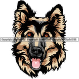 German Shepherd Dog Breed Puppy Head Purebred Pup Pedigree Vector Canine K-9 K9 Animal Portrait Clipart SVG