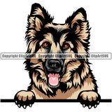 German Shepherd Dog Peeking Puppy Head Purebred Pup Pedigree Vector Canine K-9 K9 Animal Portrait K9 Clipart SVG