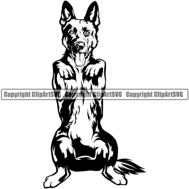 German Shepherd Dog Begging Puppy Head Purebred Pup Pedigree Vector K9 Animal Portrait Doggy Face Cute Clipart SVG