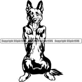 German Shepherd Dog Begging Puppy Head Purebred Pup Pedigree Vector K9 Animal Portrait Doggy Face Cute Clipart SVG