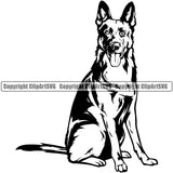 German Shepherd Dog K9 Animal Portrait Doggy Face Cute Vector Puppy Head Purebred Pup Pedigree Clipart SVG