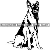 German Shepherd Dog Angry Head Purebred Pup Pedigree Vector K9 Animal Portrait Doggy Face Cute Clipart SVG