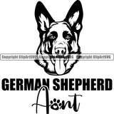 German Shepherd Dog Breed Pup Puppy Purebred German Shepherd Aunt White Background Design Element Quote Text Pedigree Canine Cop Police K9 K-9 Design Logo Clipart SVG