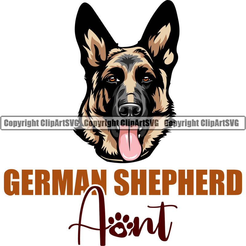 German Shepherd Dog Breed Pup Puppy Purebred German Shepherd Aunt White Background Design Element Color Quote Text Pedigree Canine Cop Police K9 K-9 Design Logo Clipart SVG