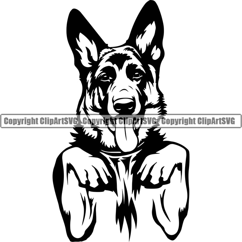 German Shepherd Dog Breed Pup Puppy Purebred Pedigree Canine German Shepherd Begging White Background Design Element Cop Police K9 K-9 Design Logo Clipart SVG