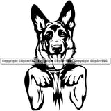 German Shepherd Dog Begging Angry Animal Puppy Head Purebred Pup Pedigree K9 Animal Portrait Doggy Face Clipart SVG