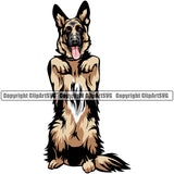 German Shepherd Dog Begging Design Purebred Pup Pedigree Vector Canine K-9 K9 Animal Portrait Clipart SVG