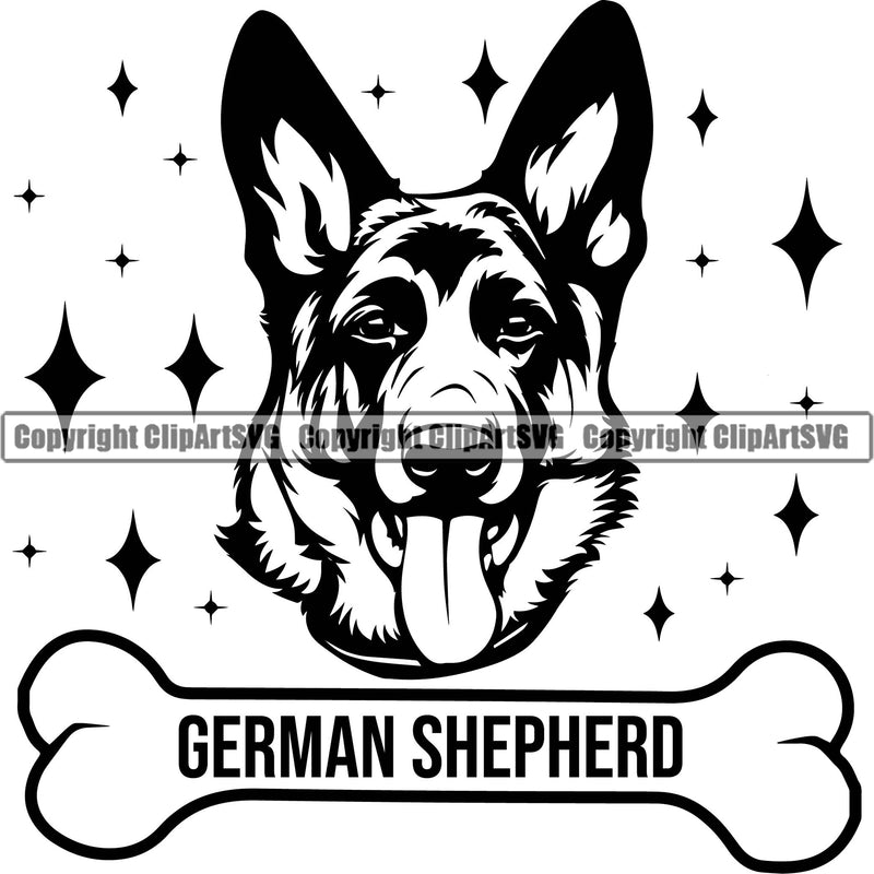 German Shepherd Dog Breed Pup Puppy Purebred Pedigree Canine German Shepherd Quote Text Under Bone Design Element Cop Police K9 K-9 Design Logo Clipart SVG