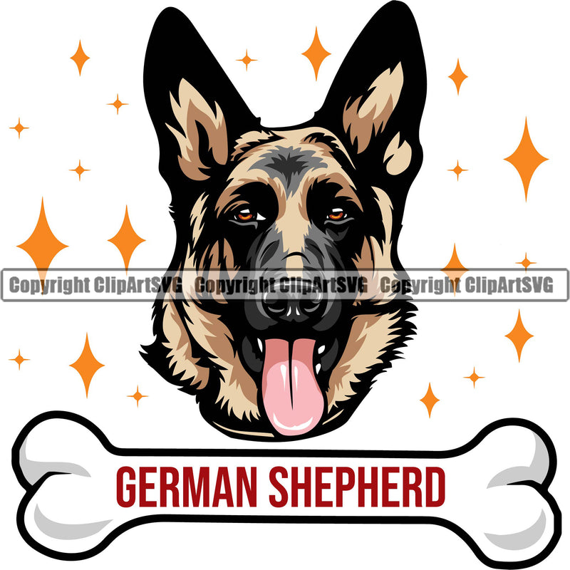 German Shepherd Dog Breed Pup Puppy Purebred Pedigree Canine German Shepherd Color Quote Text Under Bone Design Element Cop Police K9 K-9 Design Logo Clipart SVG