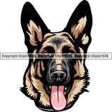German Shepherd Dog Breed Pup Puppy Purebred Smile Face Color Head Design Element White Background Pedigree Canine Cop Police K9 K-9 Design Logo Clipart SVG