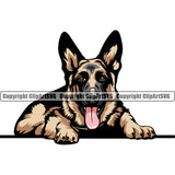 German Shepherd Dog Laying Down Color K9 Animal Portrait Doggy Face Cute Vector Puppy Head Purebred Clipart SVG