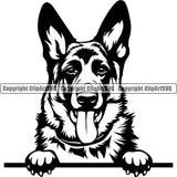 German Shepherd Dog Breed Pup Puppy Purebred Peeking Position Design Element White Background Pedigree Canine Cop Police K9 K-9 Design Logo Clipart SVG