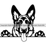 German Shepherd Dog Peeking Doggy Puppy Design Puppy Head Purebred Pup Pedigree Vector Doggy Face Cute Clipart SVG