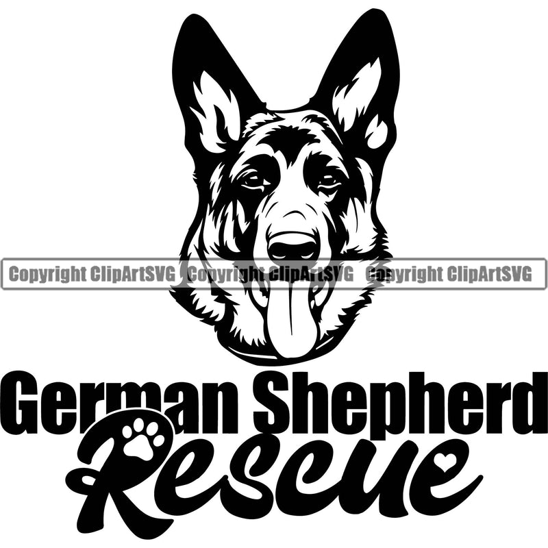German Shepherd Dog German Shepherd Rescue Quote Text Design Element Breed Pup Puppy Purebred Pedigree White Background Canine Cop Police K9 K-9 Logo Clipart SVG