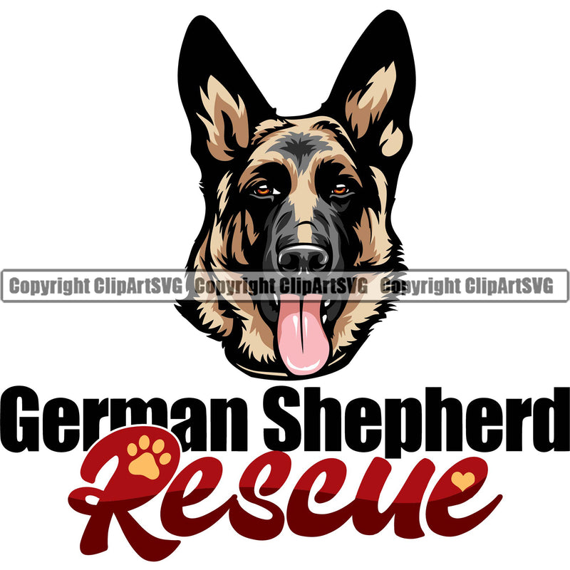 German Shepherd Dog German Shepherd Rescue Color Quote Text Design Element Breed Pup Puppy Purebred Pedigree White Background Canine Cop Police K9 K-9 Logo Clipart SVG