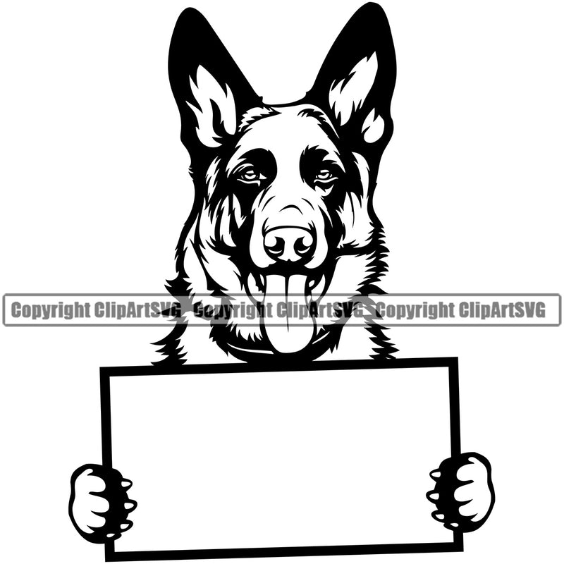 German Shepherd Dog Empty Blank Sign Banner Vector Puppy Head Purebred Pup Pedigree Design Animal Portrait Doggy Face Clipart SVG