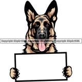 German Shepherd Dog Holding Blank Empty Sign Vector Brown Color Design Element Breed Pup Puppy Purebred Pedigree White Background Canine Cop Police K9 K-9 Logo Clipart SVG