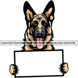 German Shepherd Dog Puppy Head Purebred Pup Pedigree Vector Empty Blank Sign Banner Color Design Doggy Cute Face Clipart SVG
