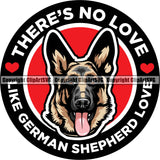 German Shepherd Dog Breed Pup Puppy Purebred Pedigree There's No Love Like German Shepherd Love Red Circle Logo Color Design Element White Background Canine Cop Police K9 K-9 Logo Clipart SVG