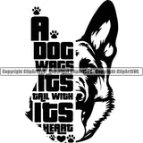 German Shepherd Dog Breed Pup Puppy Purebred Pedigree A Dog Wags Its Tail With It's Heart Design Element White Background Canine Cop Police K9 K-9 Logo Clipart SVG