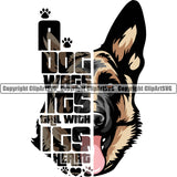 German Shepherd Dog Breed Pup Puppy Purebred Pedigree A Dog Wags Its Tail With It's Heart Color Design Element White Background Canine Cop Police K9 K-9 Logo Clipart SVG