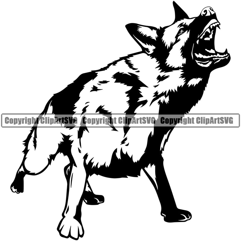 German Shepherd Dog Angry Face Beware Of Dog Sign Animal Portrait Doggy Face Cute K9 Purebred Pup Pedigree Clipart SVG