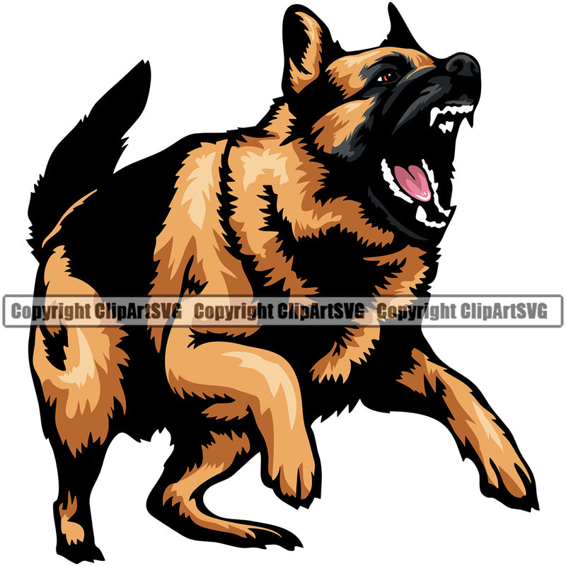 German Shepherd Dog Angry Face Beware Of Dog Sign Color Animal Portrait Doggy Face Cute K9 Purebred Pup Pedigree Clipart SVG