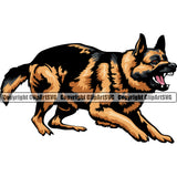 German Shepherd Dog Angry Body Color Design Beware Of Dog Sign Face Animal Puppy Head Purebred Pup Pedigree Vector Clipart SVG