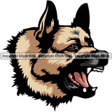 German Shepherd Dog Face Design Puppy Head Purebred Angry Beware Of Dog Sign Pup Pedigree Vector K9 Animal Portrait Doggy Clipart SVG
