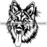 German Shepherd Dog K9 Animal Portrait Doggy Face Cute Vector Head Purebred Pup Pedigree Vector Clipart SVG
