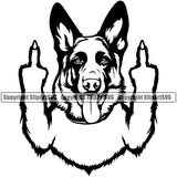 German Shepherd Dog Middle Finger Sign Animal Face Puppy Head Doggy Pup Pedigree Clipart SVG