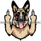 German Shepherd Dog Middle Finger Sign Animal Color Body Puppy Head Doggy Pup Pedigree Clipart SVG