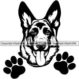 German Shepherd Dog Peeking Look Design Animal Head Puppy Head Purebred Pup Pedigree Vector K9 Clipart SVG