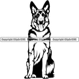German Shepherd Dog Animal Face Puppy Head Purebred Pup Pedigree Vector Sitting Design Clipart SVG