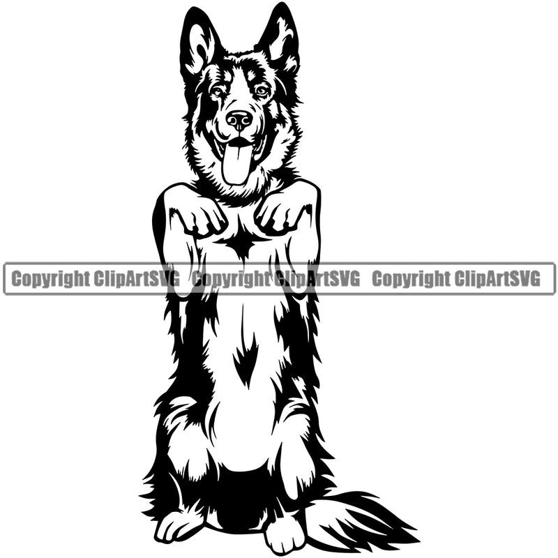 German Shepherd Dog Begging Design Puppy Head Pup Pedigree Purebred Animal Portrait Doggy Face Cute Clipart SVG