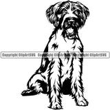 German Wirehaired Pointer Dog Sitting Purebred Pup Pedigree Design Animal Portrait Doggy Face Cute Vector Clipart SVG