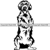 German Wirehaired Pointer Dog Begging Design K9 Animal Portrait Doggy Face Cute Vector Puppy Head Purebred Pedigree Clipart SVG