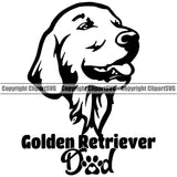Golden Retriever Dog Dad Head Design Puppy Purebred Pup Pedigree Vector K9 Animal Portrait Doggy Face Clipart SVG